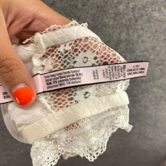 Victoria's Secret Bralette Bra Women L Large White Floral Lace Wireless Sheer - Picture 4 of 5